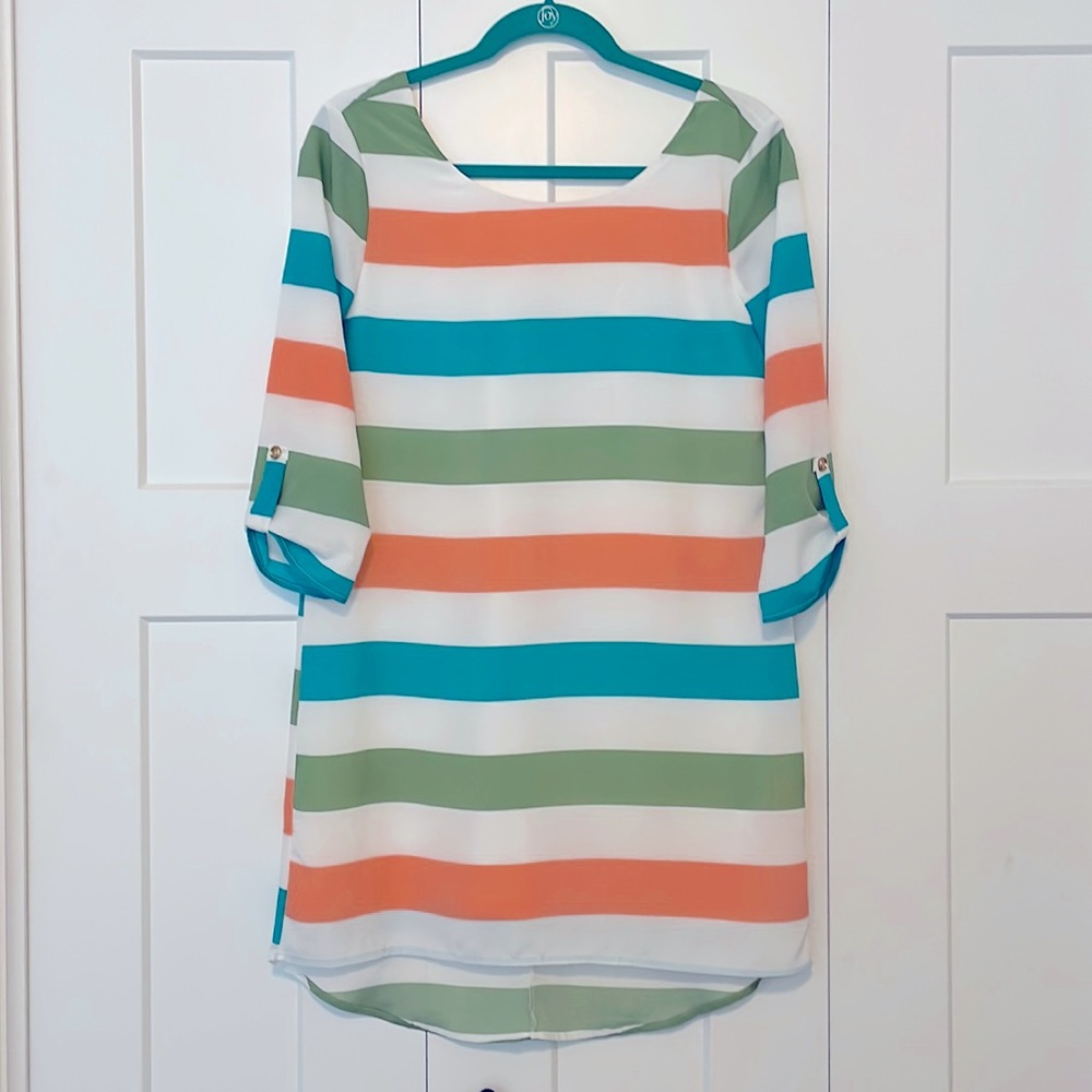 Pink Owl Striped Dress. Size Small/Medium